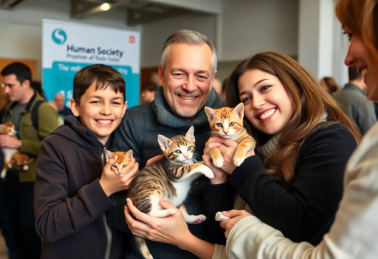 Family adopting a kitten at San Antonio Humane Society