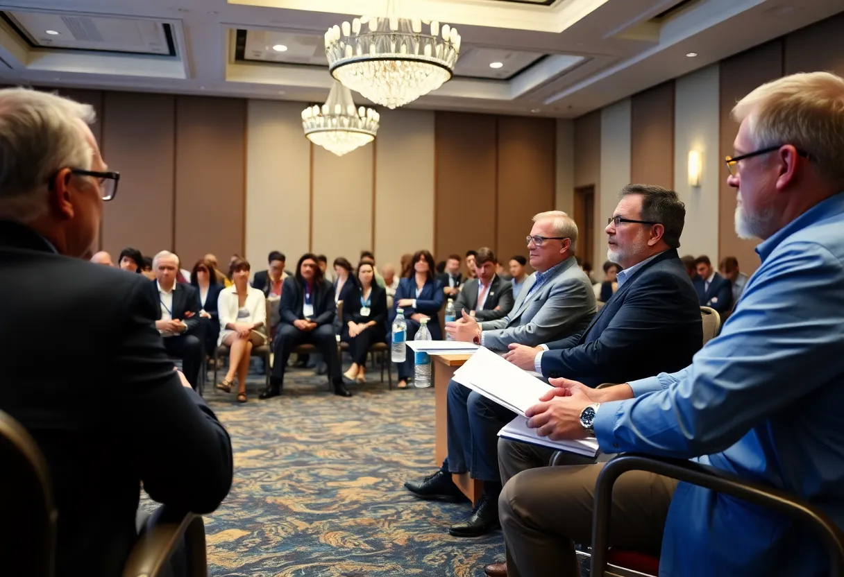 City managers discussing growth challenges at Seguin Coliseum