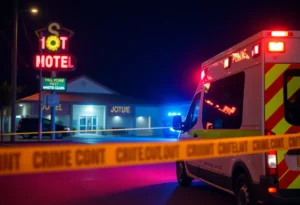 Police investigating a shooting scene at Executive Inn motel in Comfort, Texas