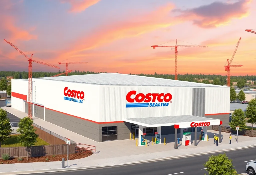 Rendering of Costco Warehouse under construction in New Braunfels