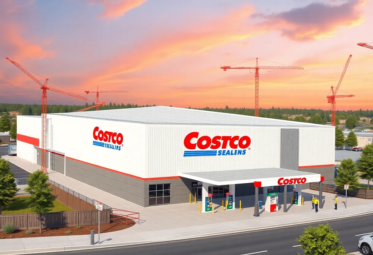 Rendering of Costco Warehouse under construction in New Braunfels