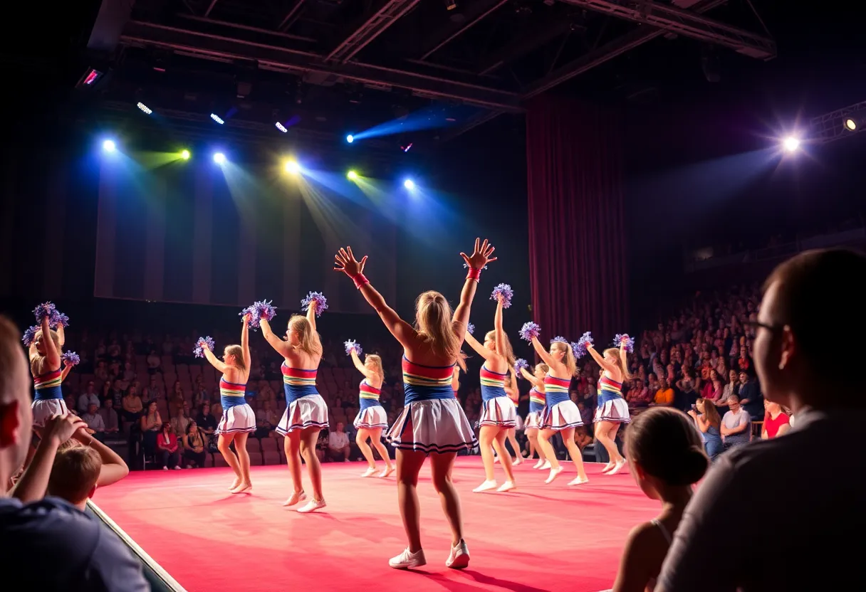 Dallas Cowboys Cheerleaders performing live on stage.