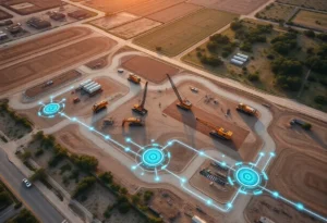 Aerial view of land in San Antonio designated for data center construction.