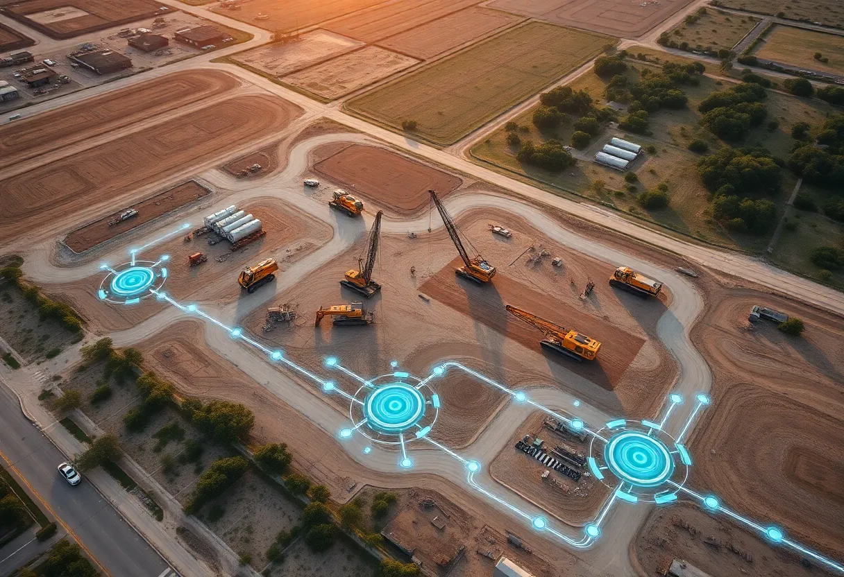 Aerial view of land in San Antonio designated for data center construction.