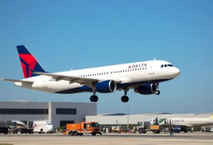 Delta Airlines Airbus A320 landing at San Antonio International Airport