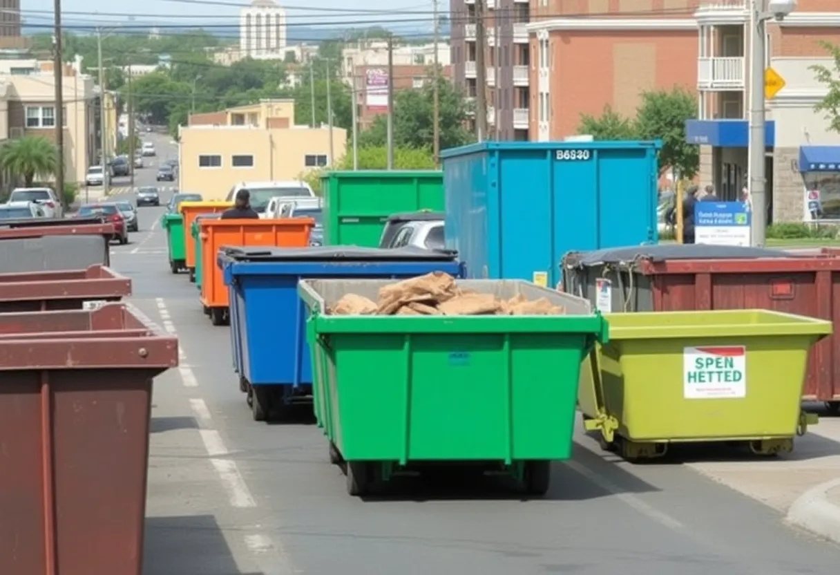 A range of dumpster sizes used for different projects in San Antonio