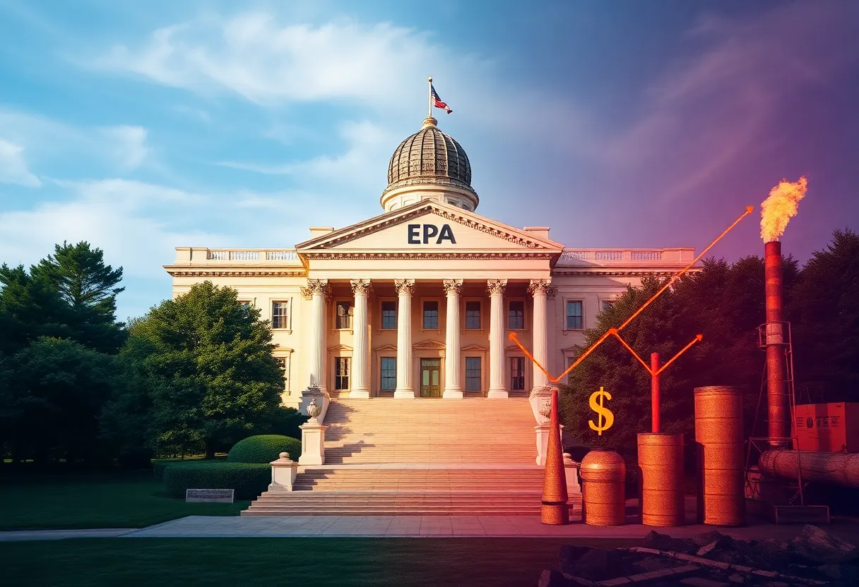 Illustration representing the revocation of the endangerment finding by the Trump administration