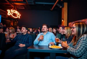 Flix Brewhouse patrons enjoying a dine-in cinema experience