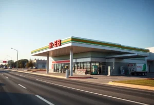 Rendering of the new H-E-B convenience store along I-35 in San Marcos