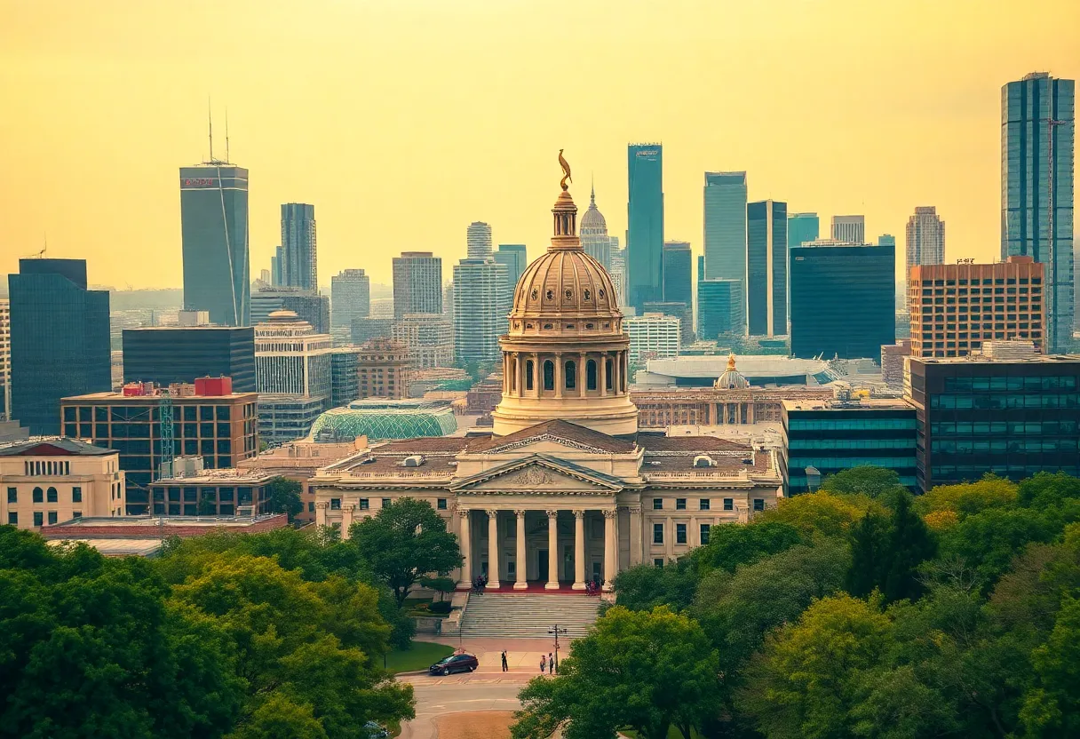 Cityscape of Houston, Texas, depicting local governance and community engagement.