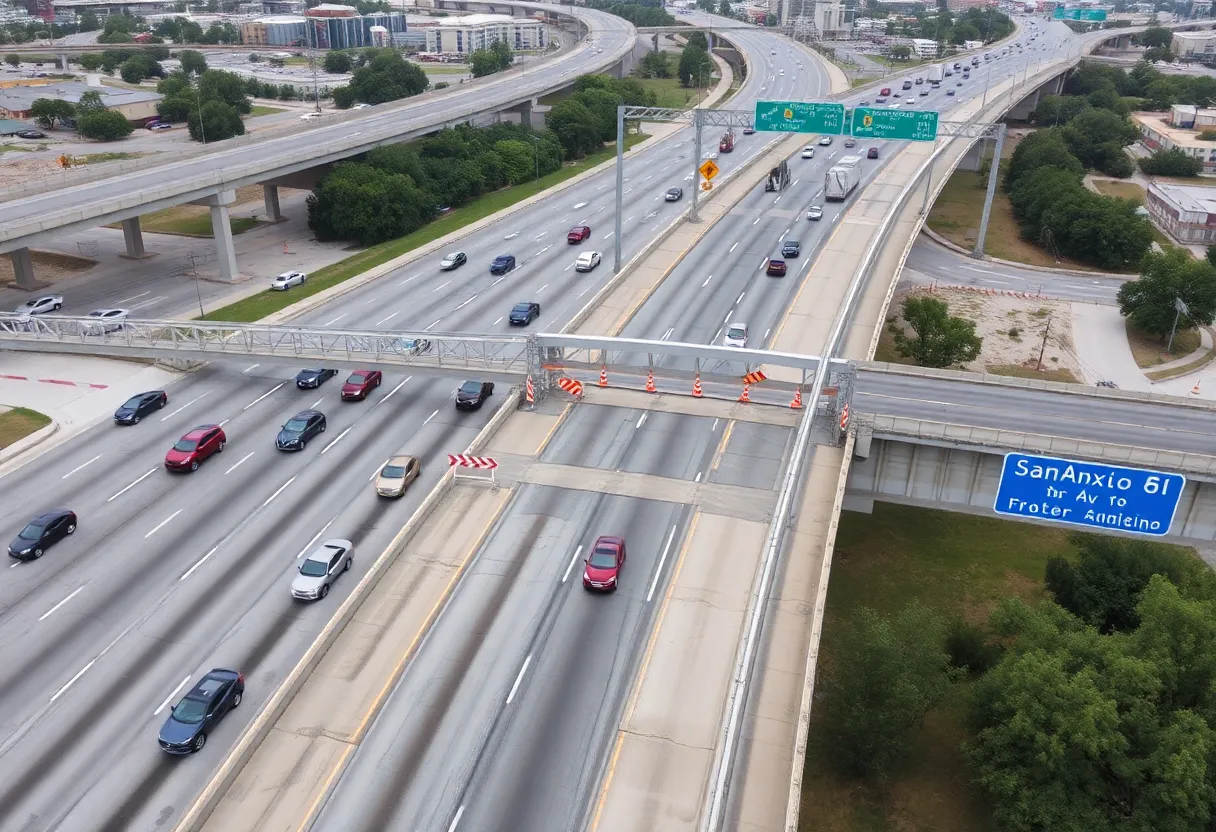 Traffic on I-35 in San Antonio during bridge repairs