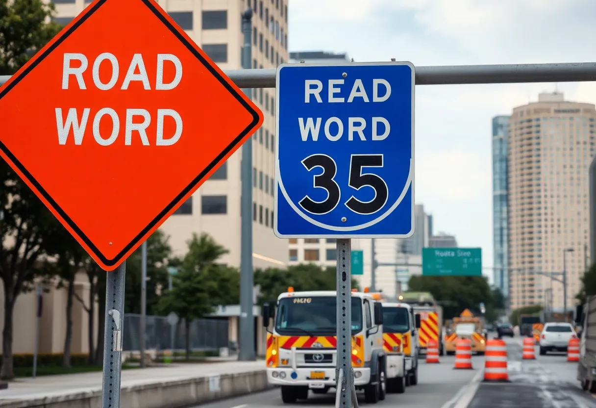 Construction work on I-35 in San Antonio