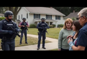 Federal agents entering a home in San Antonio during a controversial operation.