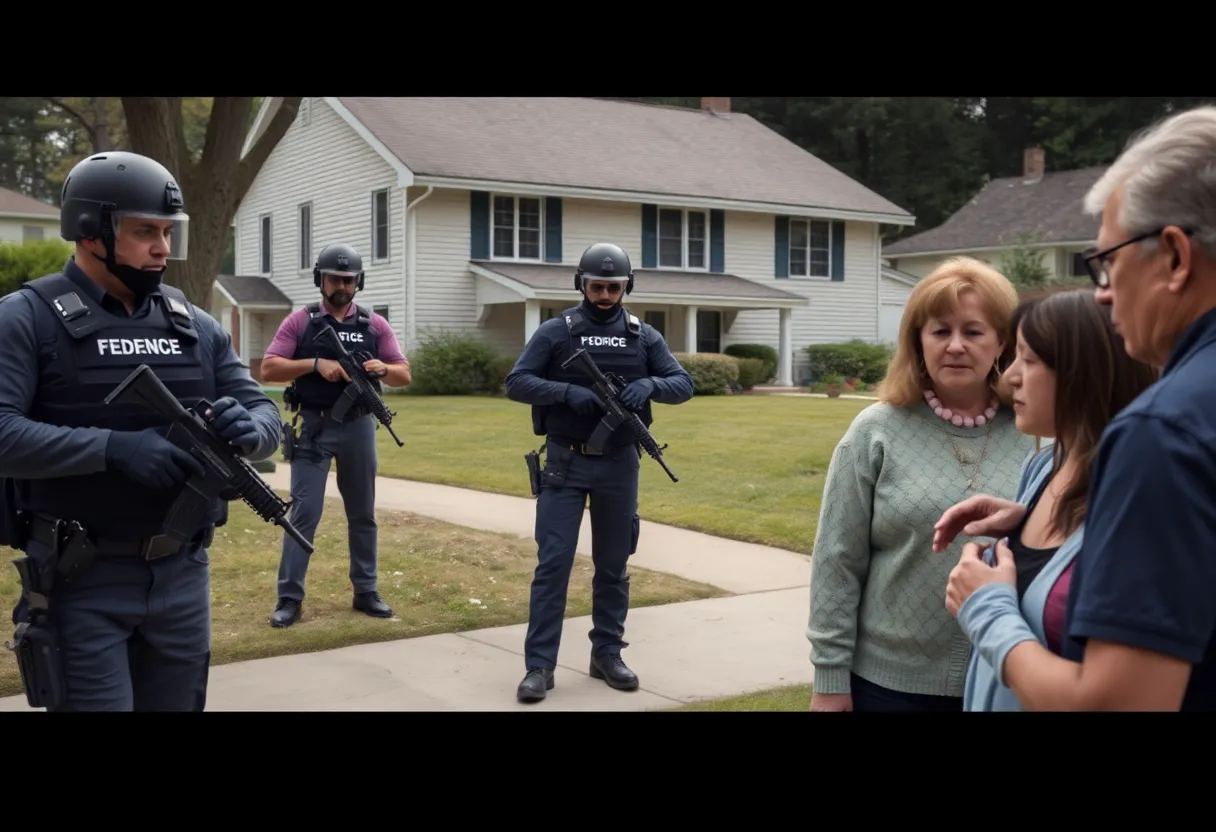 Federal agents entering a home in San Antonio during a controversial operation.