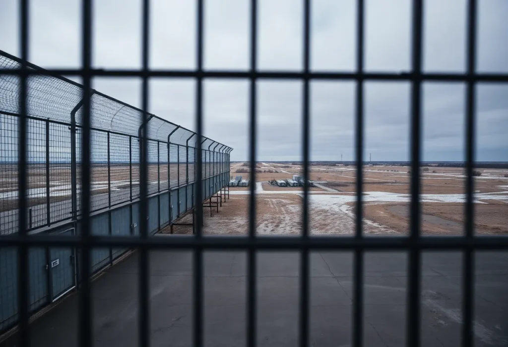 Exterior view of an immigration detention facility in Texas