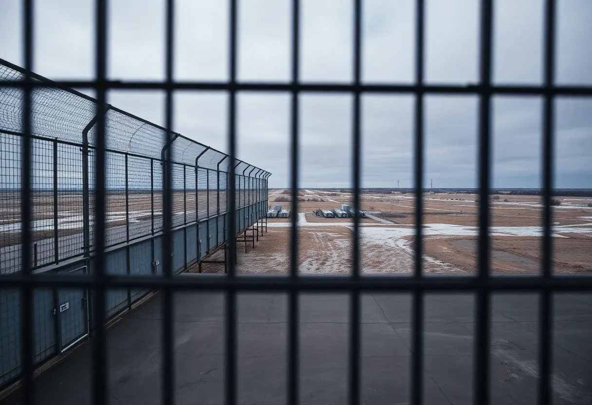Exterior view of an immigration detention facility in Texas