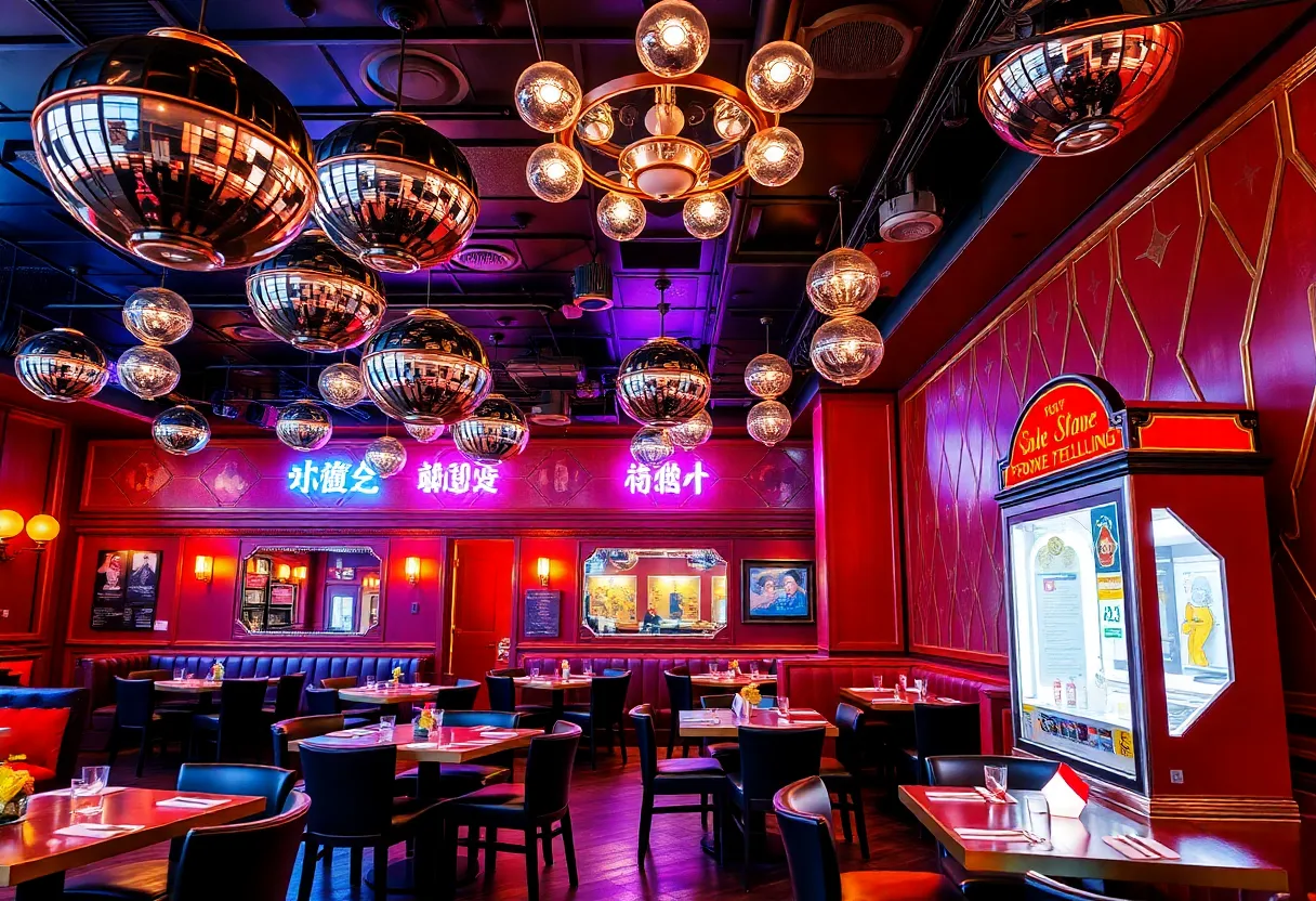 Interior of Jue Let restaurant with stylish design elements