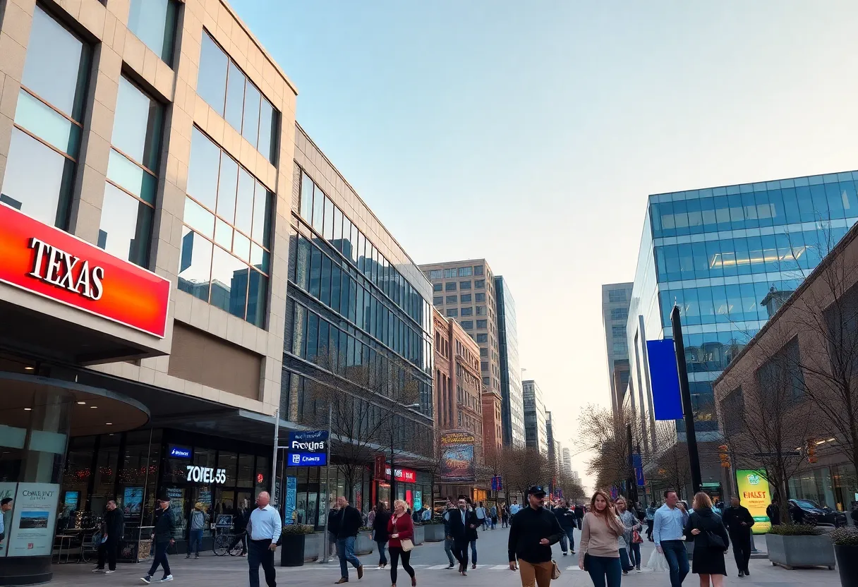 Business district in Texas illustrating a thriving lending environment.
