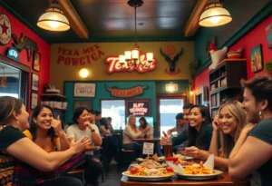 Interior of Little Mexico Restaurant filled with patrons enjoying Tex-Mex cuisine