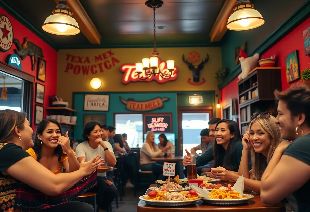 Interior of Little Mexico Restaurant filled with patrons enjoying Tex-Mex cuisine