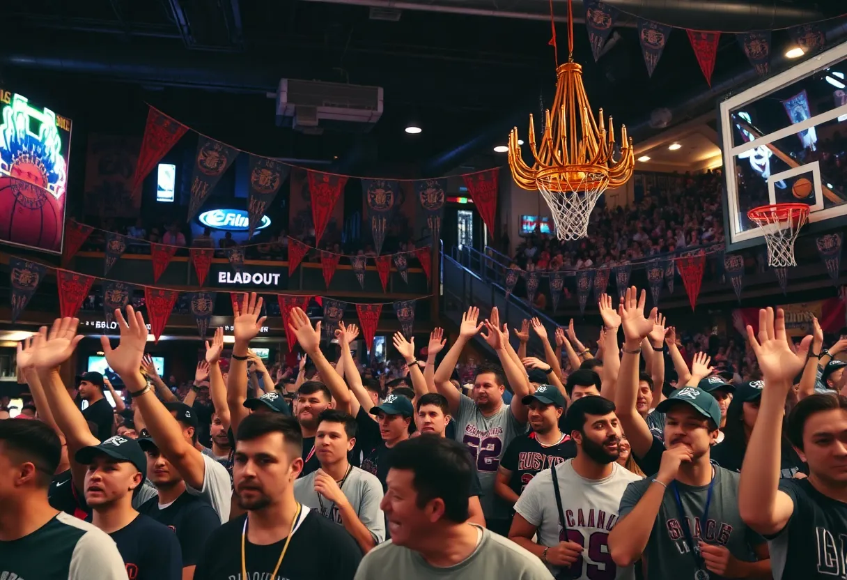 Fans celebrating March Madness in San Antonio