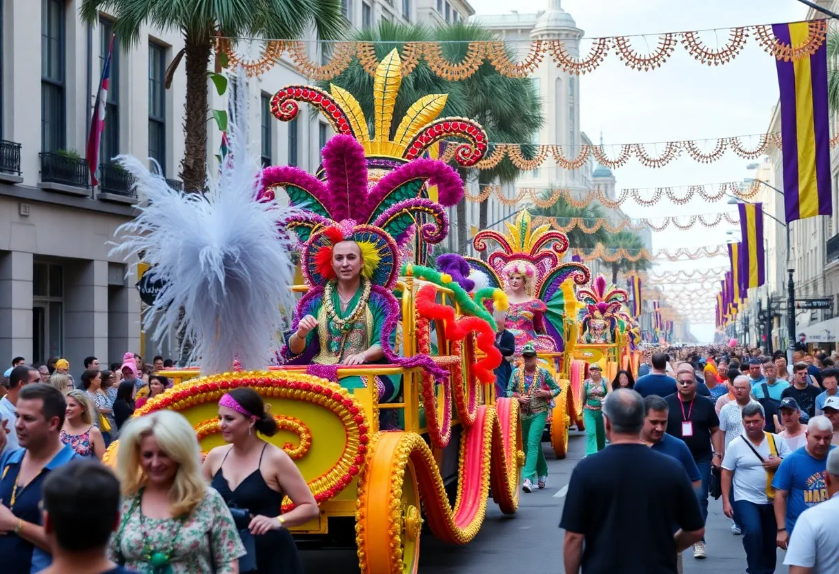 Colorful Mardi Gras parade in San Antonio