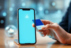 Abstract representation of mobile banking technology for check deposits.