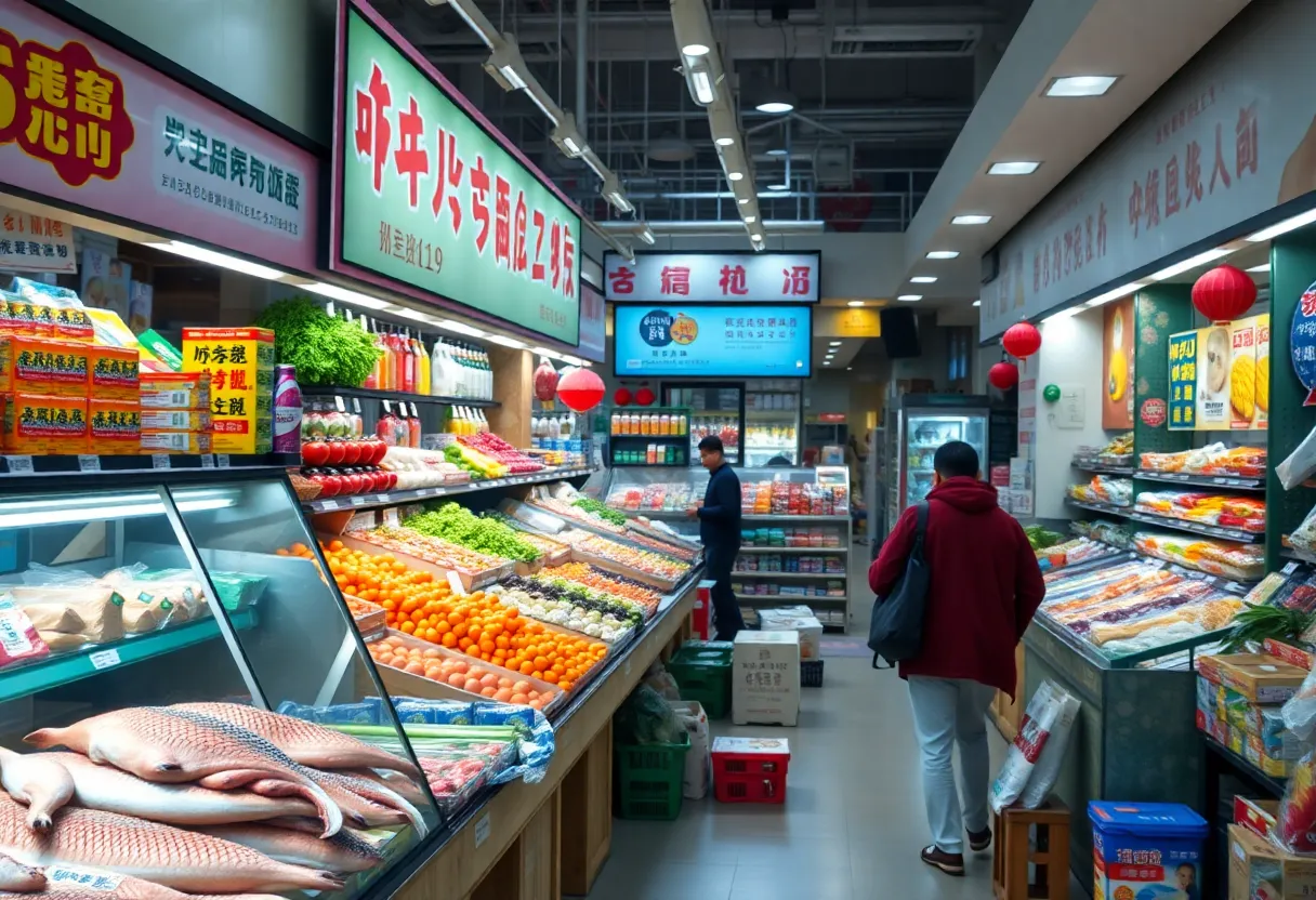 Exterior view of MT Supermarket in San Antonio under construction