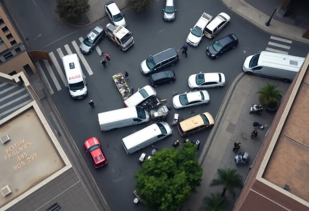 Scene of a multi-vehicle crash near the Medical Center in San Antonio.