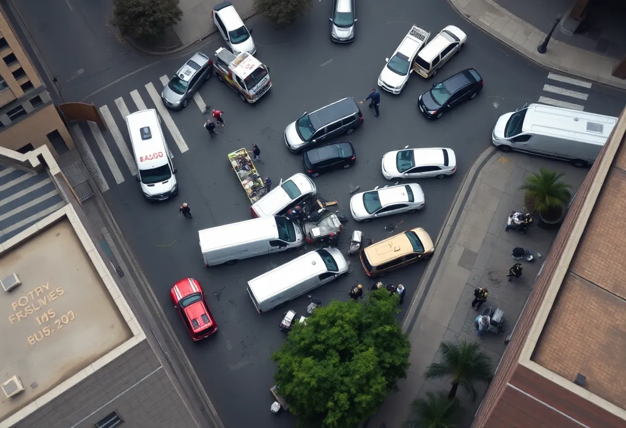 Scene of a multi-vehicle crash near the Medical Center in San Antonio.