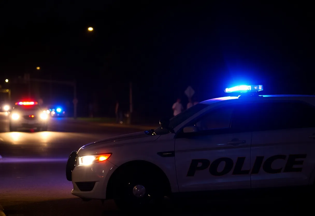 Police car at night in San Antonio