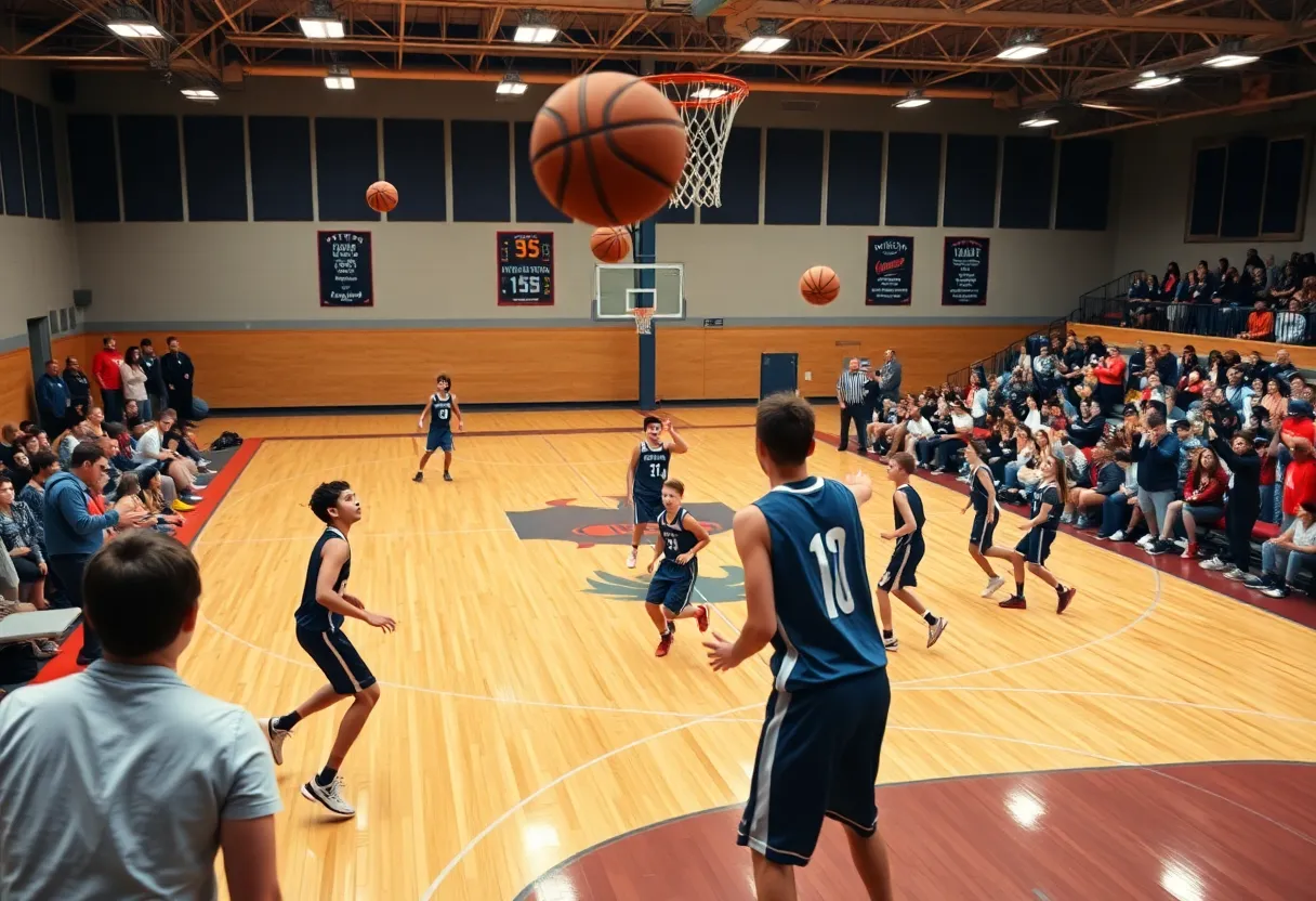 Players competing in the San Antonio All-Star Basketball Game at Northside Gym.