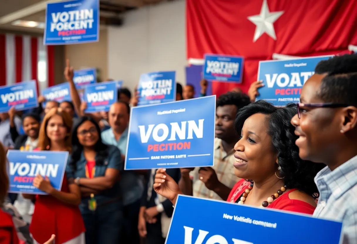 Campaign fundraising event in San Antonio with diverse candidates