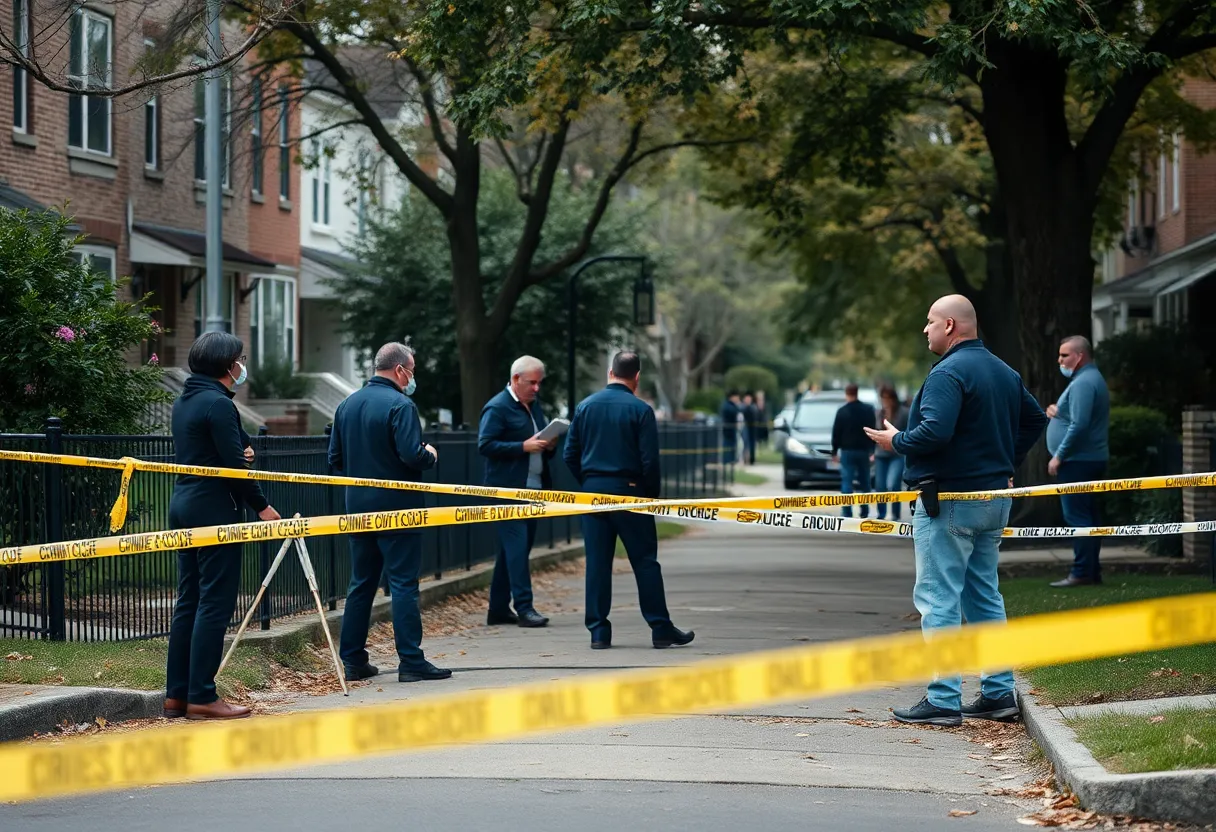 Investigation scene in San Antonio with police tape and a park
