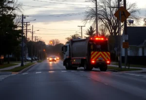 Garbage truck on a residential street in San Antonio
