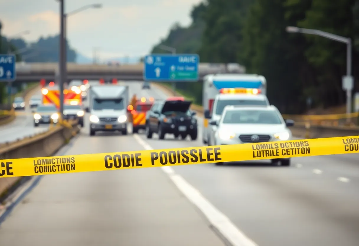 Emergency responders at an incident scene on I-35 in San Antonio.