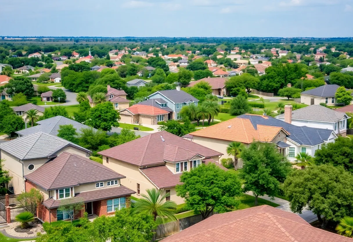 Overview of homes in a San Antonio neighborhood