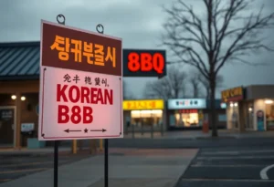 Lockout notice posted on the door of a Korean BBQ restaurant in San Antonio