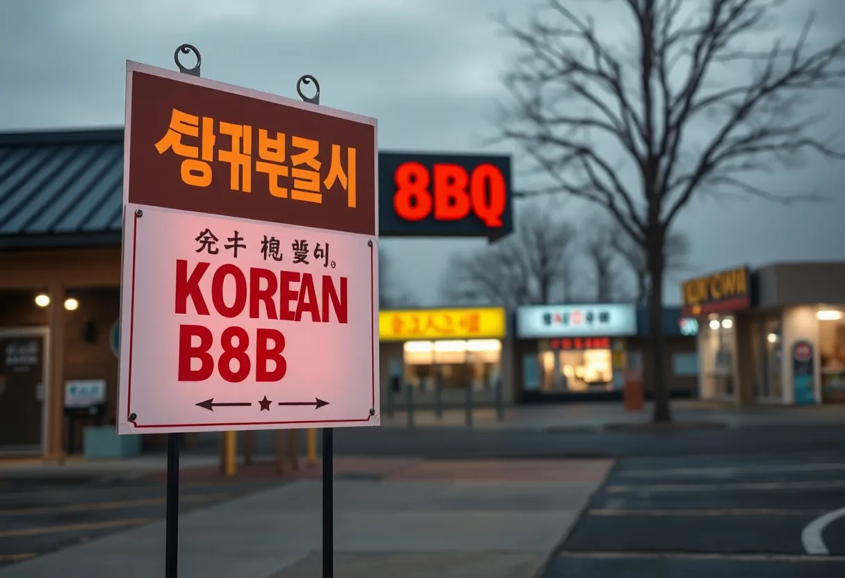 Lockout notice posted on the door of a Korean BBQ restaurant in San Antonio