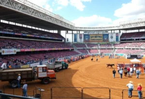 Preparations at the San Antonio Stock Show & Rodeo arena