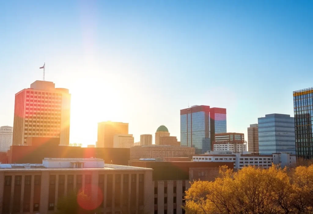 Skyline of San Antonio on a warm winter day