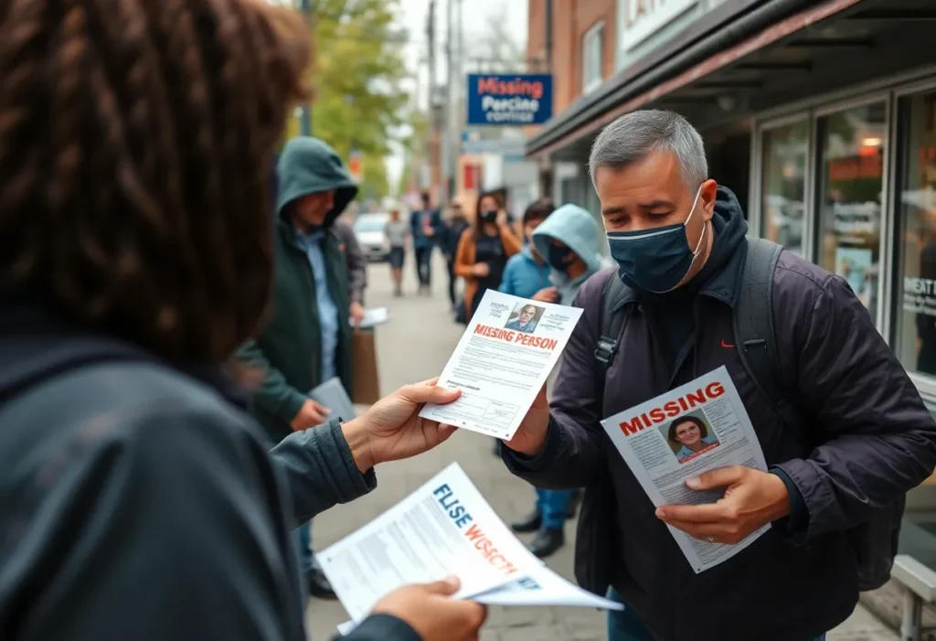 Community members participating in a search for a missing teenager in San Antonio.