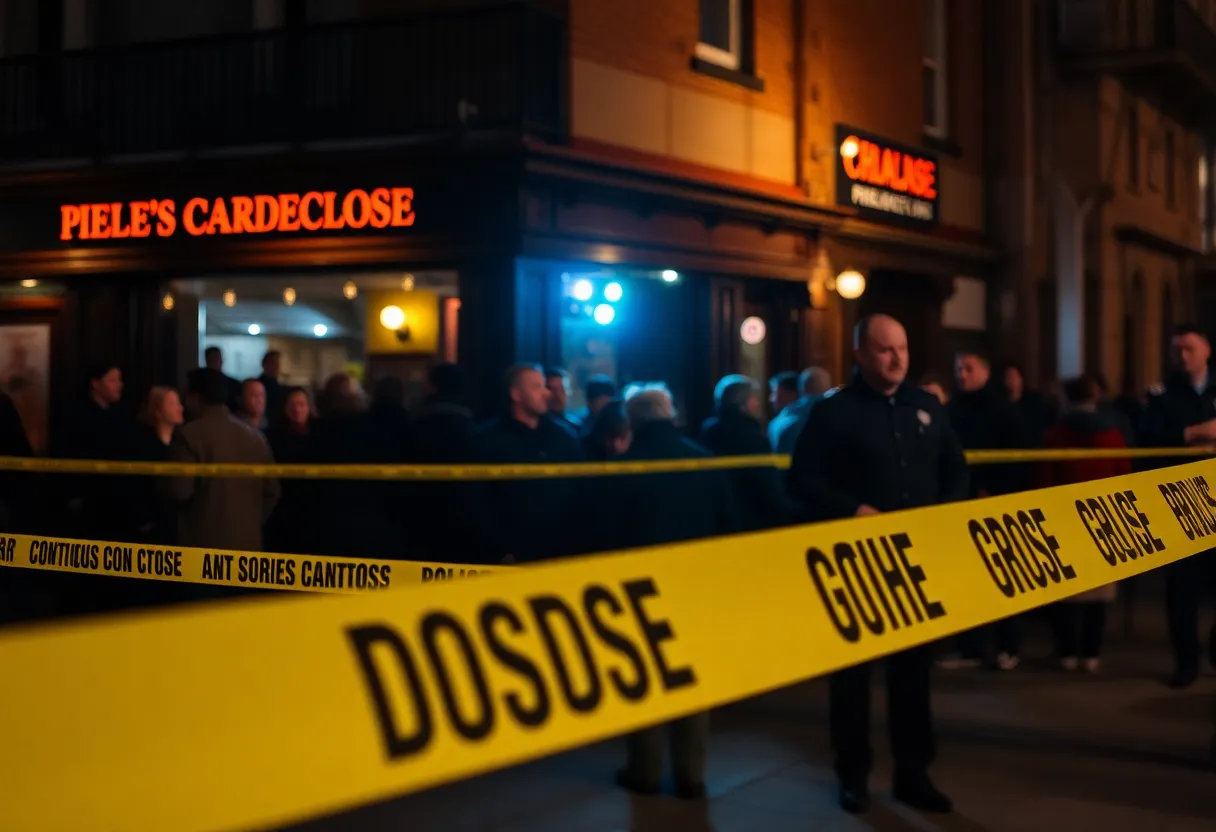 Police and emergency services at the scene of the shooting outside Maeve bar in downtown San Antonio