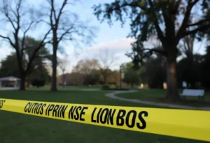 View of Southside Lions Park with police activity