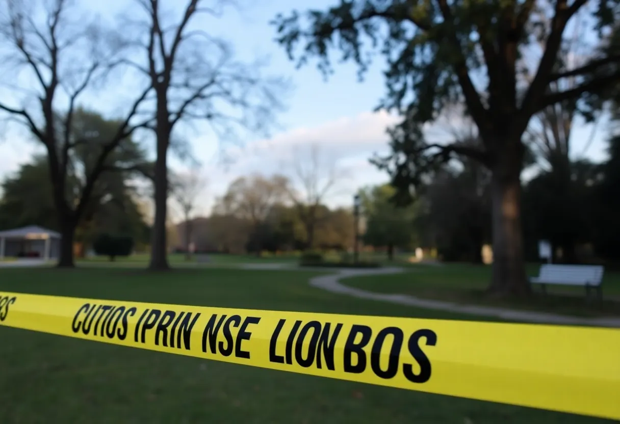 View of Southside Lions Park with police activity