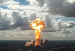 Explosion of SpaceX Starship seen in the sky with debris scattering