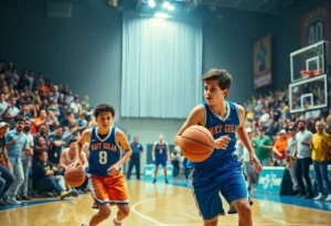 Basketball players in action during the Spurs vs Mavericks game