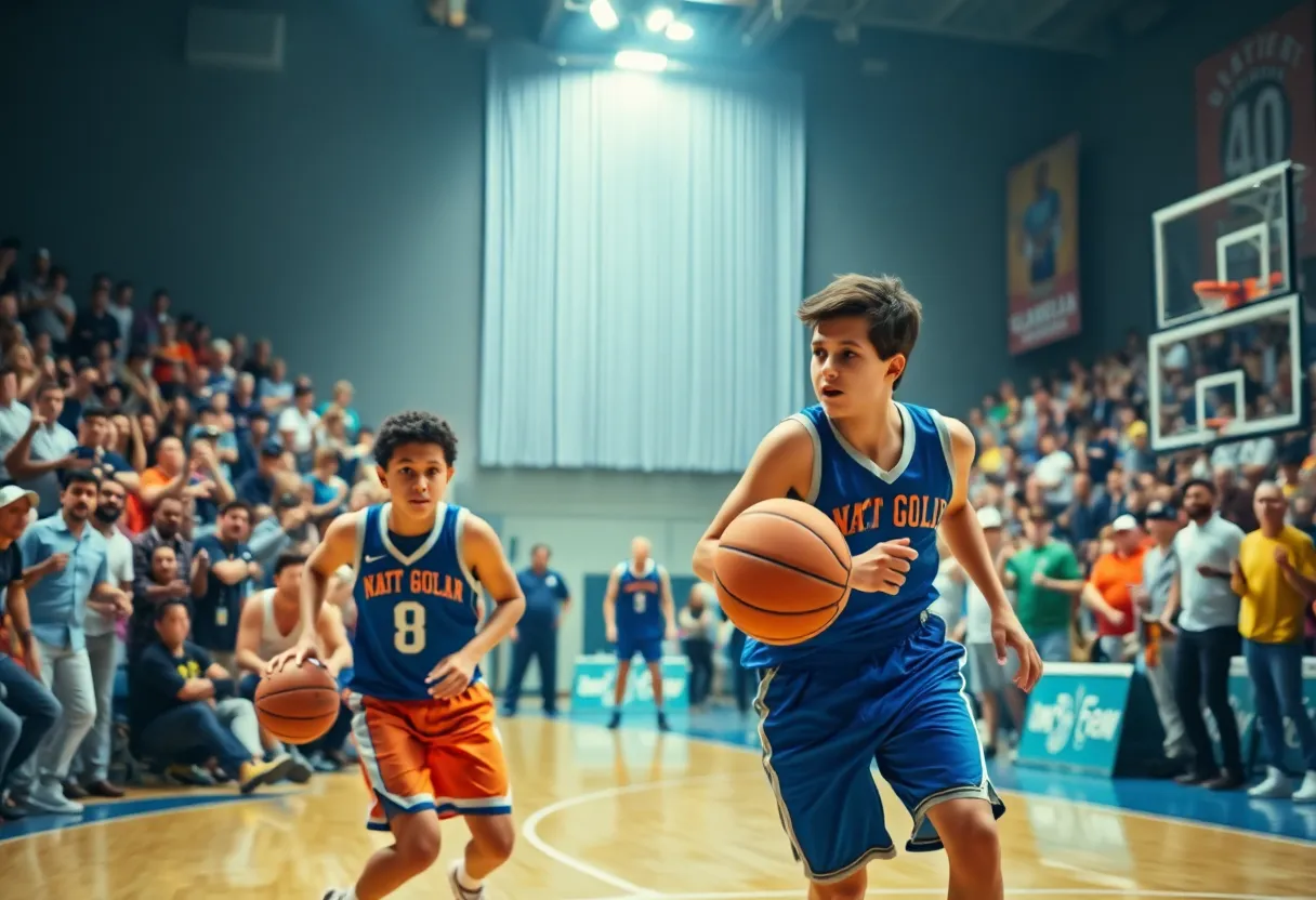 Basketball players in action during the Spurs vs Mavericks game