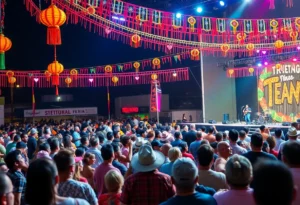 Crowd enjoying the Tejano King Fest with a stage in the background
