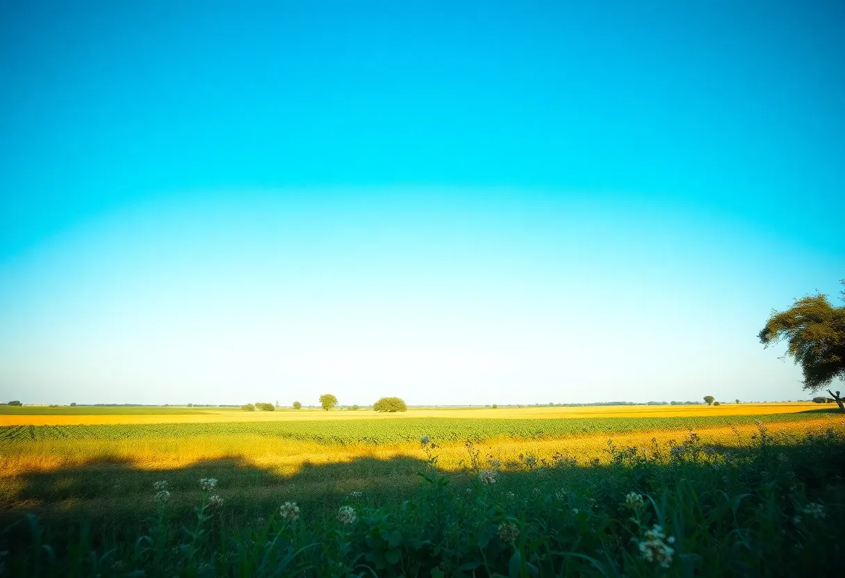 A sustainable Texas farm with fields and bees